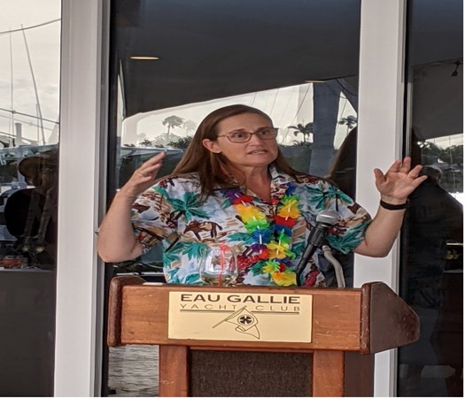 Scarlett Davidson speaks to the crowd